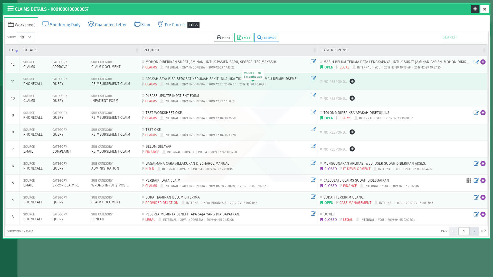 XIVA - ADD CLAIMS WORKSHEET PREVIEW