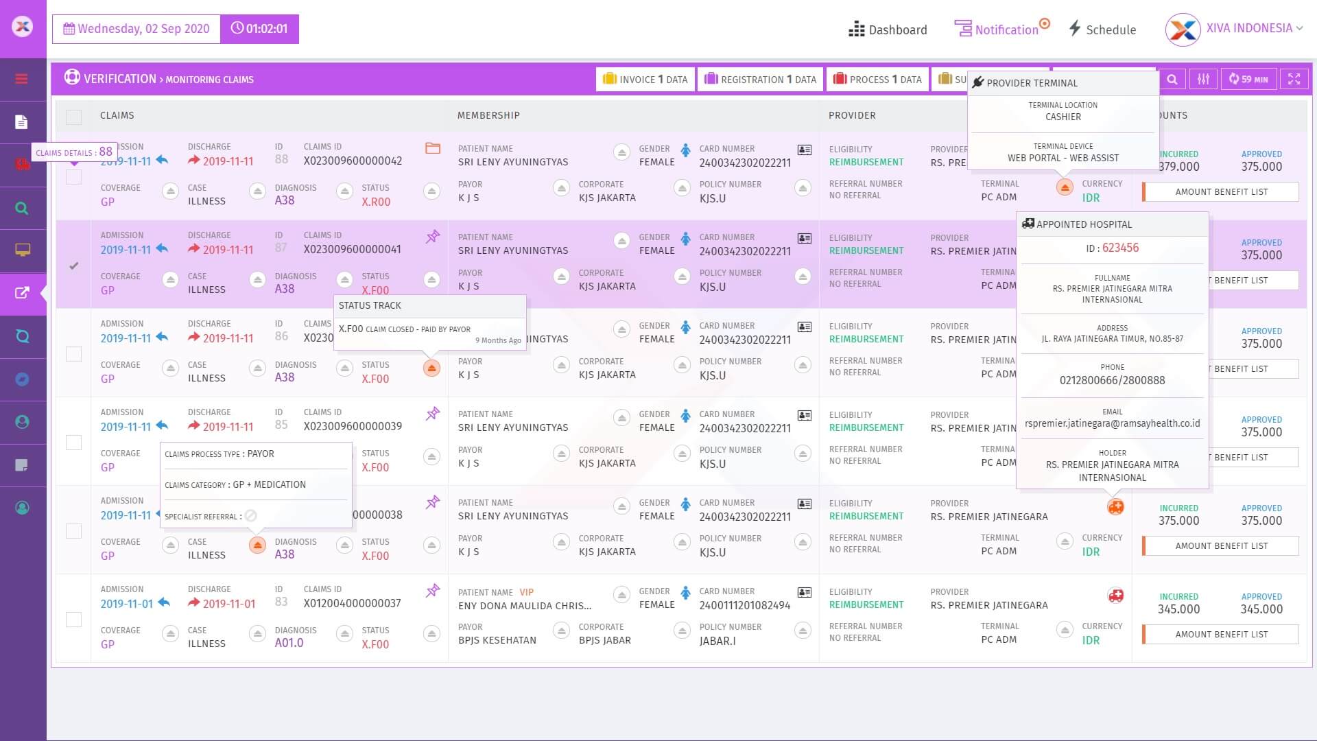 XIVA - CLAIMS VERIFICATION LIST PREVIEW
