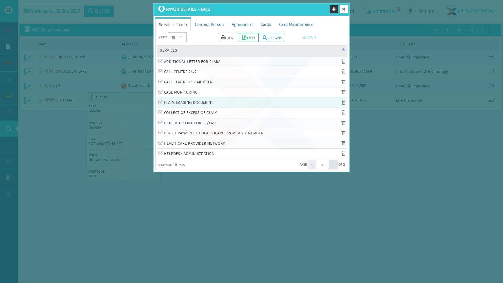 XIVA - CLIENT PAYOR DETAILS PREVIEW