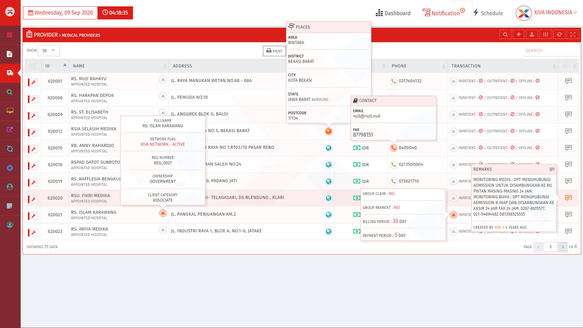 XIVA - PROVIDER LIST PREVIEW